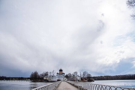 Vvedensky Island Monastery, Cover. Vladimir region Russia Springの写真素材