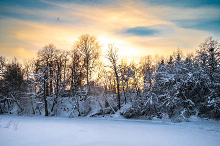 Beautiful Sunset Sunrise Sun. Sunshine.Colorful sunsetの写真素材