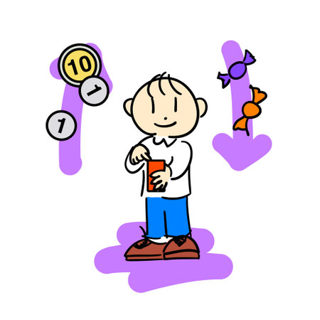 Vector illustration of child with mobile paymentのイラスト素材