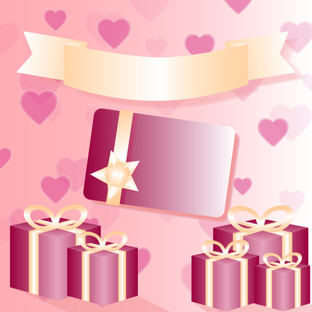 Pink banner gift cardのイラスト素材
