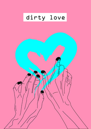 vector illustration dirty love on the pink backgroundのイラスト素材