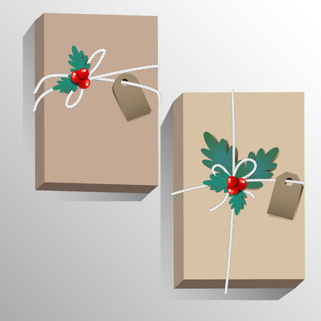 Vector illustration of gift boxes or craft paper.のイラスト素材