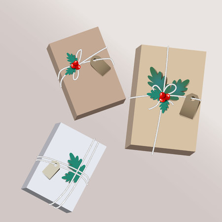 Vector illustration of gift boxes or craft paper.のイラスト素材