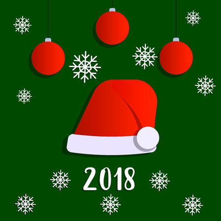 Vector illustration of Christmas elements on the dark green backgroundのイラスト素材