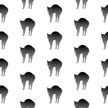 vector pattern:  black cat arch its back on the white backgroundのイラスト素材