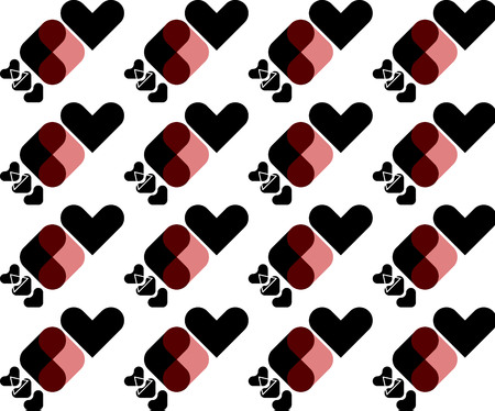 vector pattern: variations with hearts  on the white backgroundのイラスト素材