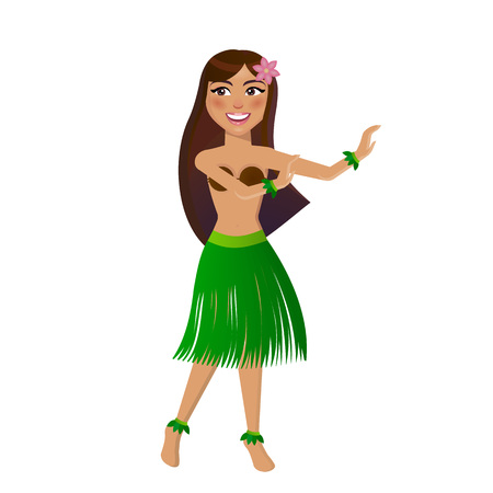 Hawaiian girl on white background.のイラスト素材