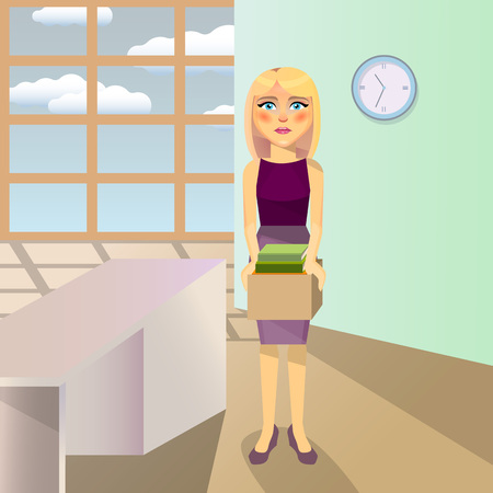 vector illustration: woman in the office, dismissalのイラスト素材