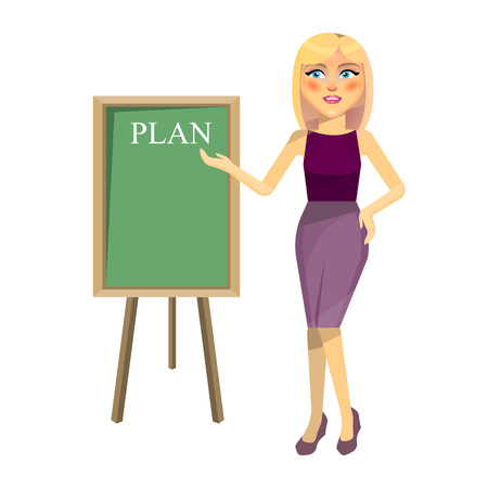 vector illustration: woman in the office, planのイラスト素材