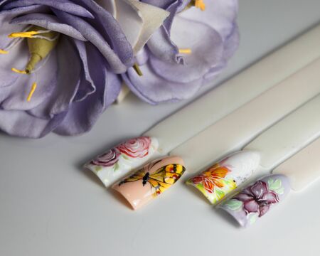 Floral design manicureの写真素材