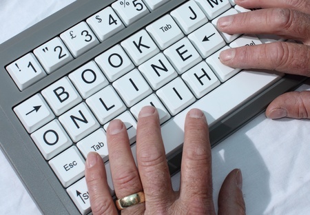Book Online shown on a keyboard