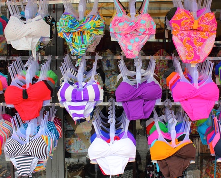 A market stall of Thailand selling swimwearの写真素材