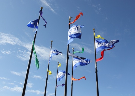 The flags flying of pier 39 at fishermans wharf,san francisco, march 2013のeditorial素材