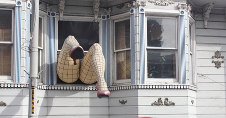 Victorian buildings in San francisco , america, march 2013の写真素材