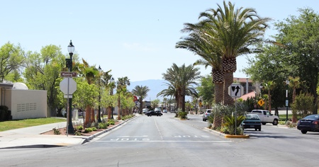 A quiet street of Boulder city built for the building of the hoover dam, america, april 2013のeditorial素材