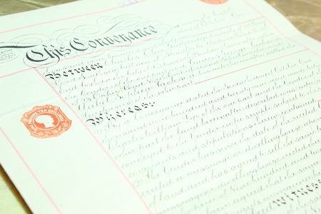 Old vintage conveyance documents from the 1930'sのeditorial素材