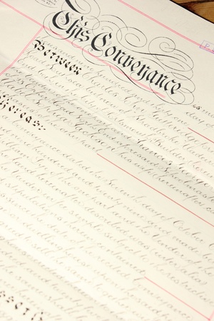 Old vintage conveyance documents from the 1930 sのeditorial素材