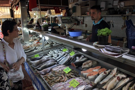 Turkey,fethiye,29th May 2013,The fresh fish and seafood market in Fethiye ,where you purchase your fish and the surrounding resturants will cook for you.のeditorial素材