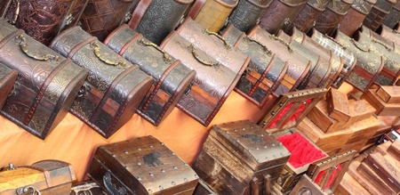 Hand made turkish boxes found in a traditional Turkish market