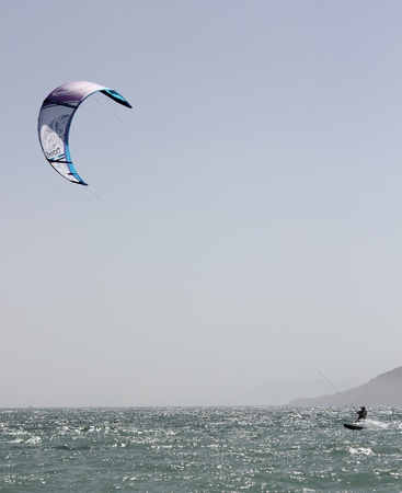 Kitesurfing off the coast of Calis beach, Turkey, 30th May 2013のeditorial素材