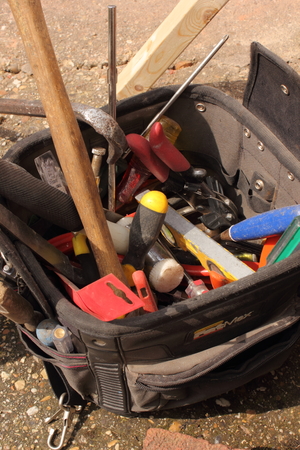 Toolbag with toolsのeditorial素材