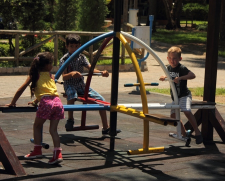 Young children playing in a park in fethiye , turkey 2014のeditorial素材