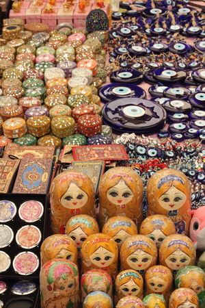 Classical Turkish ceramics in a local turkish bazaarの写真素材