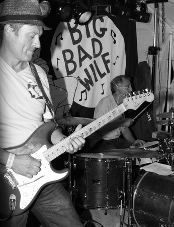 29TH AUGUST 2015, A rock band named Big bad wilf playing at a festival at petworth in England on the 29th august 2015のeditorial素材