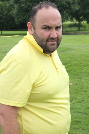 25TH JUNE 2016, BLACKNEST, ENGLAND: A portrait of a golfer on a golf course at blacknest in england, 25th june 2016のeditorial素材
