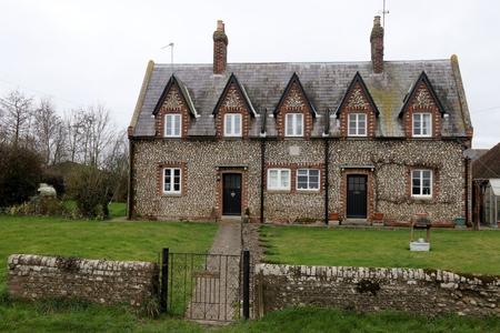 21ST FEBRUARY 2017, DONNINGTON,CHICHESTER,SUSSEX,ENGLAND: An old flint built english home in Donnington, chichester, 2017のeditorial素材