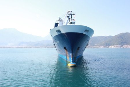 1ST JUNE 2017, FETHIYE, TURKEY : Deo Volente, a boat transporter ship in the bay of fethiye, turkey, 1st june 2017のeditorial素材
