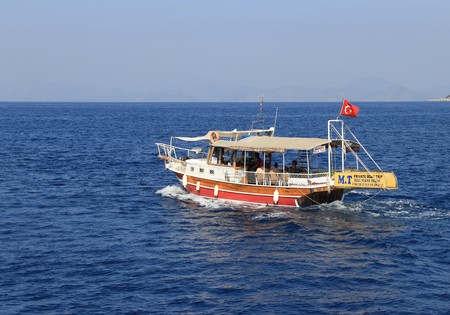 27TH JULY 2017:  Boat trips for tourists around the bays of fethiye in Turkey,27th july 2017のeditorial素材