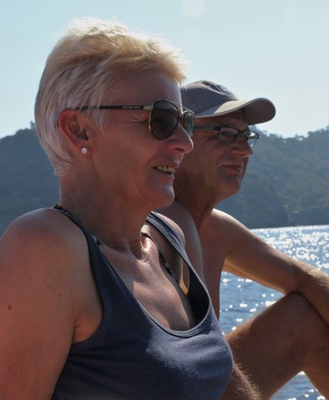 FETHIYE, TURKEY,17th july 2017,: English tourists on a bout trip around the bays of fethiye in Turkey,17th july 2017のeditorial素材