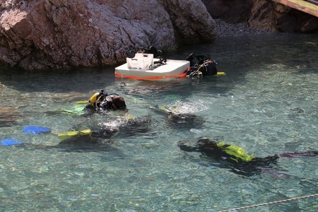 FETHIYE, TURKEY, 19TH JULY 2017: A diving boat with tourists for a days scuba diving at fethiye in turkey, 19th july 2017のeditorial素材