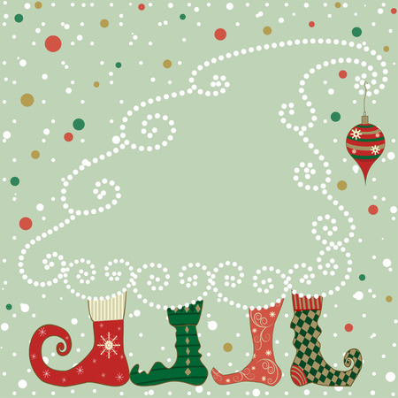Christmas card with boots and a stylized Christmas tree, where you can put your textのイラスト素材