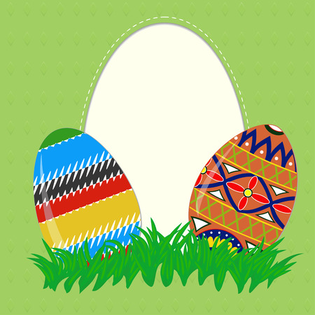  Greeting card with colored Easter eggsのイラスト素材
