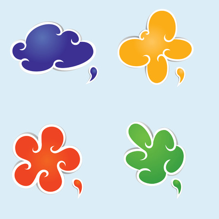 Set of natural signs   butterfly, flower, leaf, cloudのイラスト素材