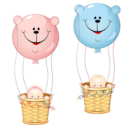 Kids Balloon Teddy Bears form isolated on white backgroundのイラスト素材