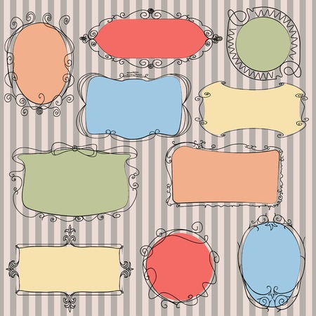 Set doodle framesのイラスト素材