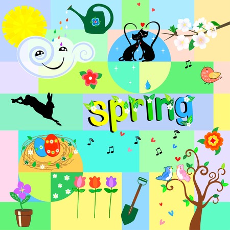 Funny spring backgroundのイラスト素材