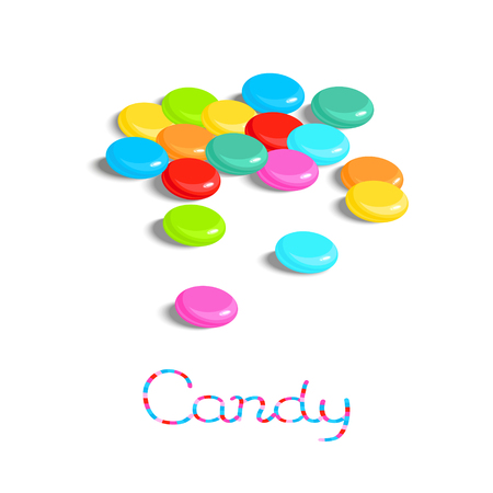 Rainbow colored candy pills isolated on white backgroundのイラスト素材
