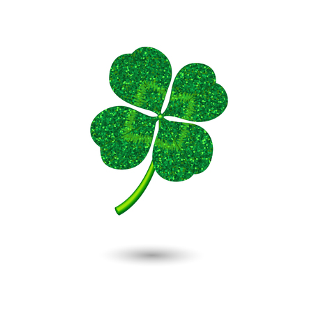 Stylized clover as a symbol of luck with glittering textureのイラスト素材