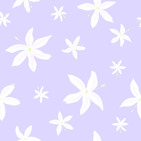 Tender seamless pattern of the jasmine flowers on the violet backgroundのイラスト素材