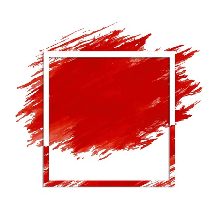 Decorative simple frame with the background of red paint strokeのイラスト素材