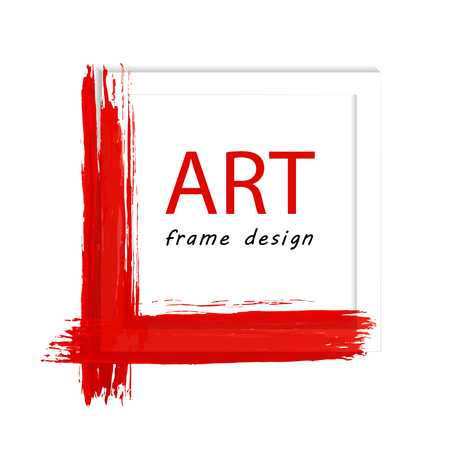 Decorative simple frame with the background of red paint strokeのイラスト素材