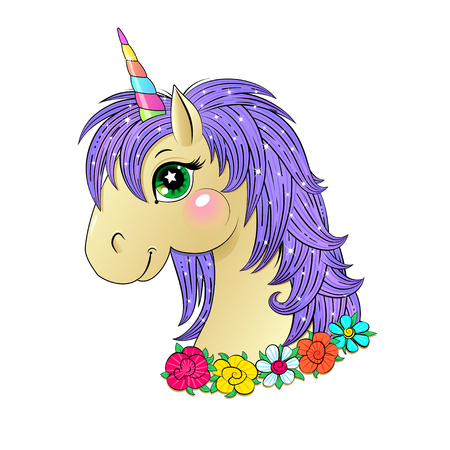Funny unicorn headのイラスト素材