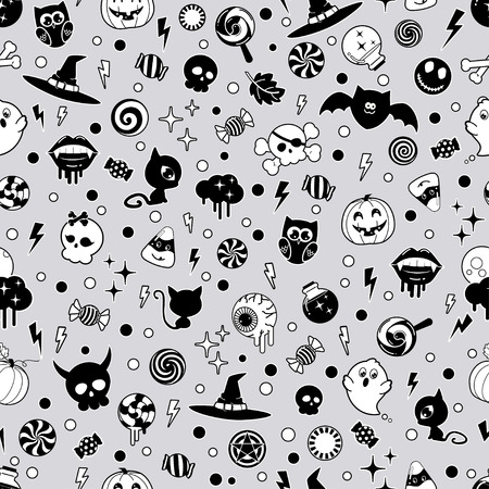 Halloween icons patternのイラスト素材