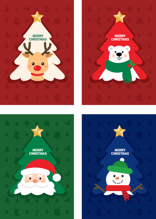 Set of Merry Christmas and Happy New Year greeting cards. Vector illustrationのイラスト素材