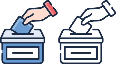 This is an illustration of a hand inserting a ballot into the ballot box.のイラスト素材