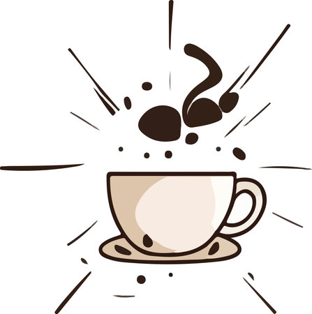 Coffee cup and beans on white background. Vector illustration.のイラスト素材